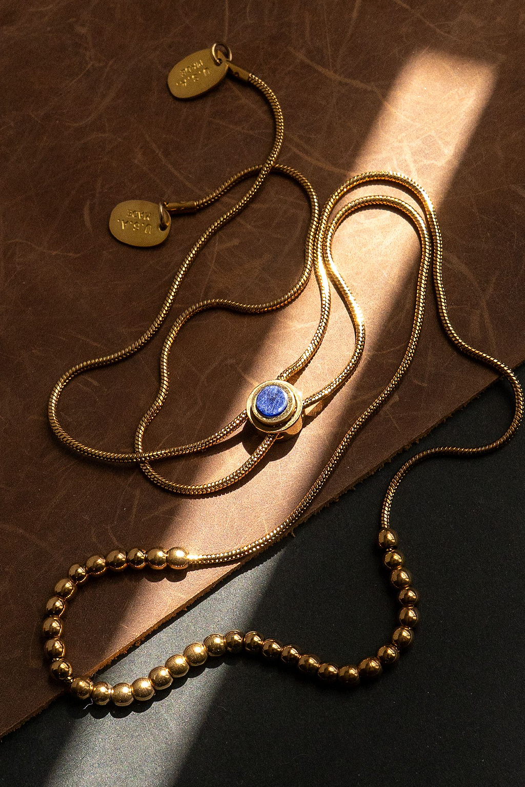 string theory adjustable necklace with sodalite