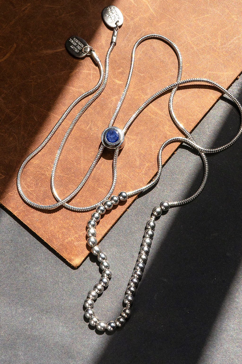 string theory adjustable necklace with sodalite