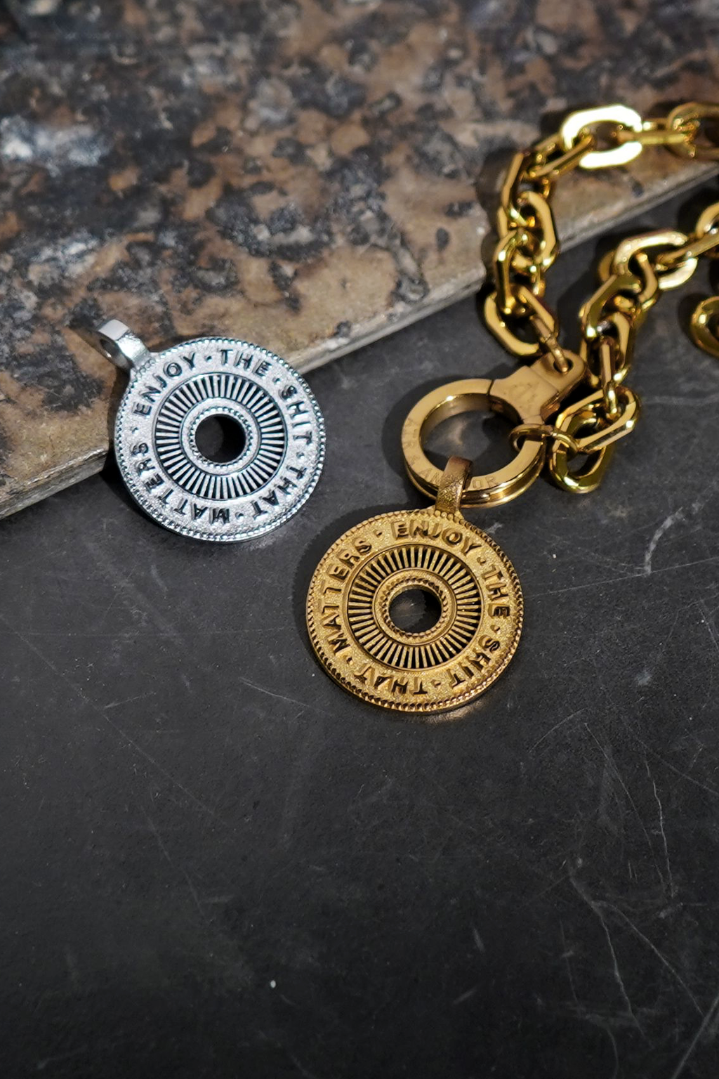 enjoy the sh*t that matters pendant