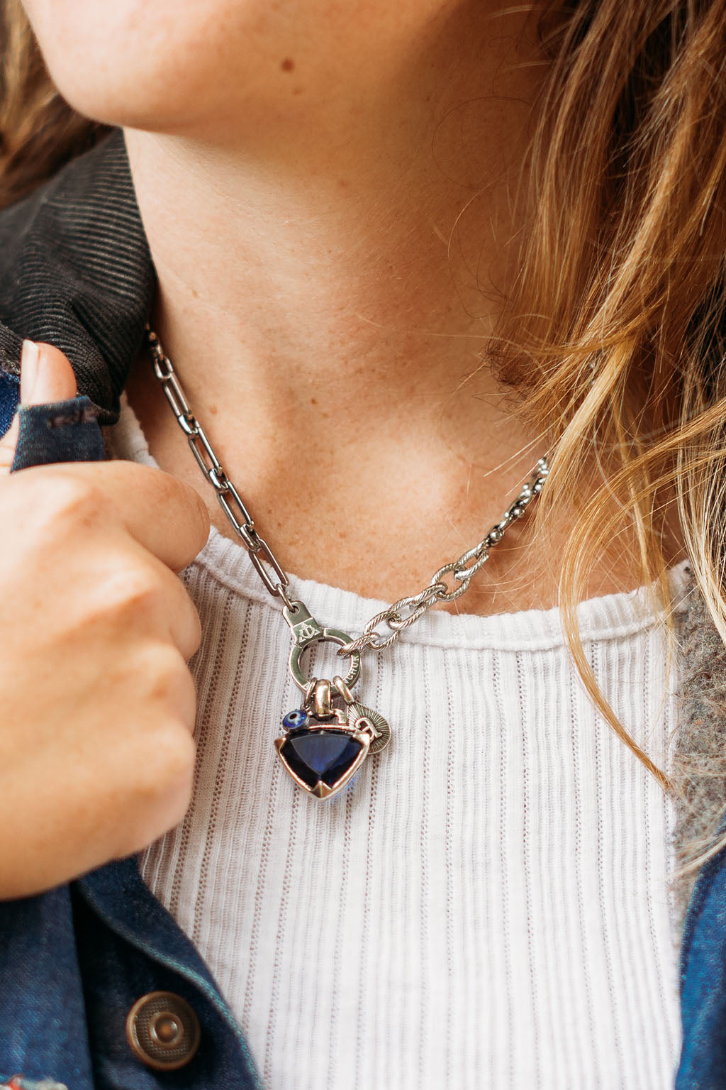 the long road patchwork chain cuff keeper necklace