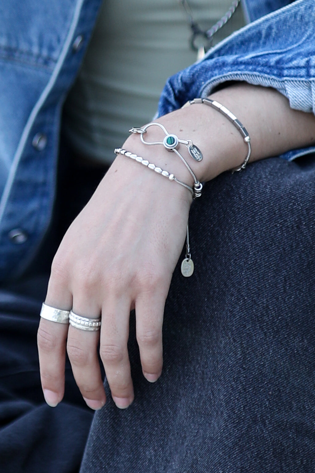 string me along adjustable bracelet with malachite