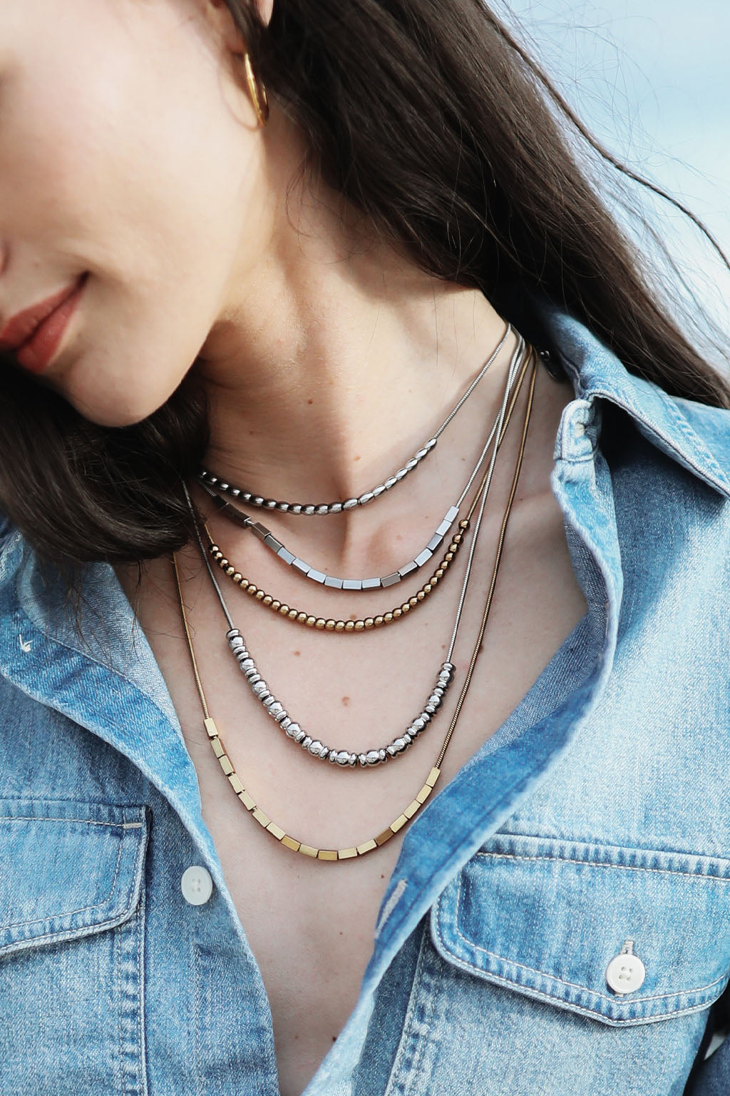 string theory adjustable necklace with sodalite