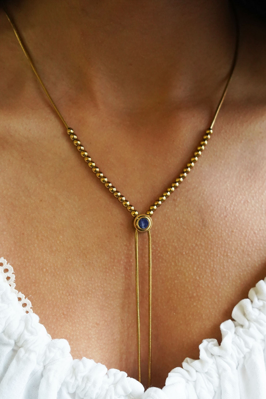 string theory adjustable necklace with sodalite