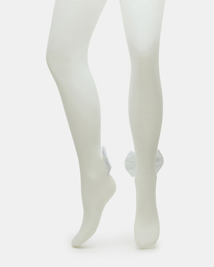 BRIDAL BOW TIGHTS SHEER WHITE