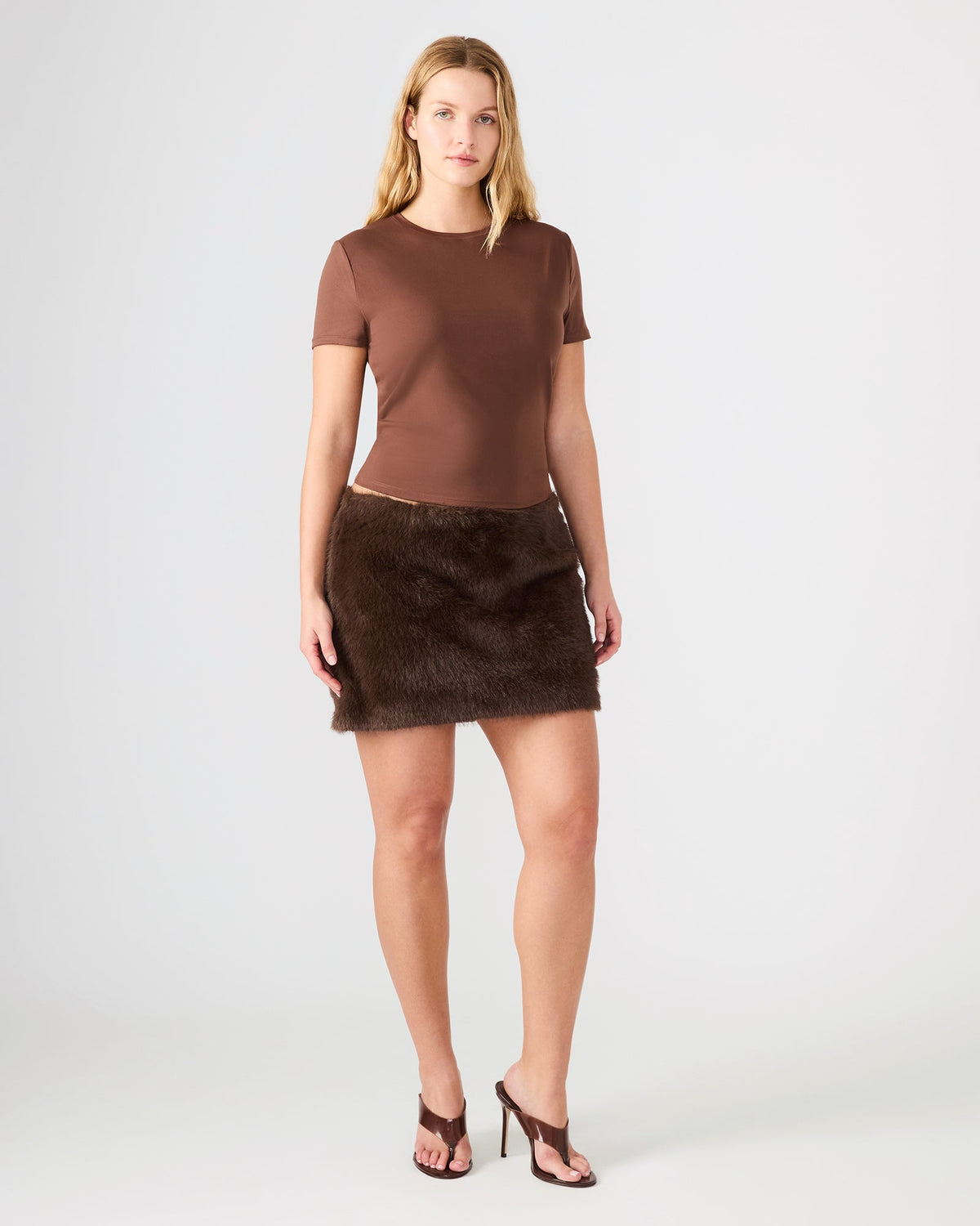 AVIVA FAUX FUR SKIRT DARK ESPRESSO