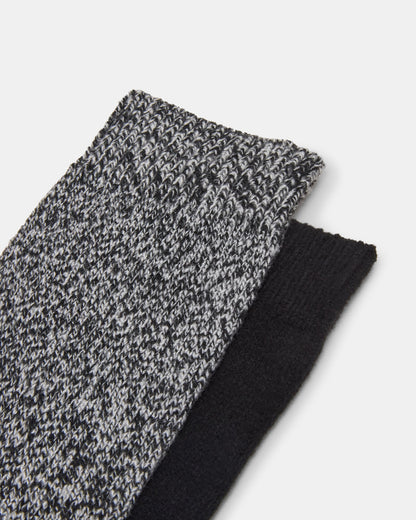 FALL 2 PACK MARLED KNEE HIGH SOCKS BLACK