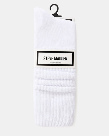 2 PACK RIBBED SLOUCH SOCKS WHITE