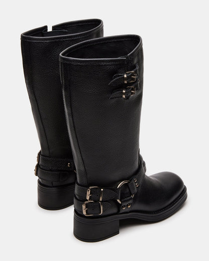 ASTOR BLACK LEATHER WIDE CALF