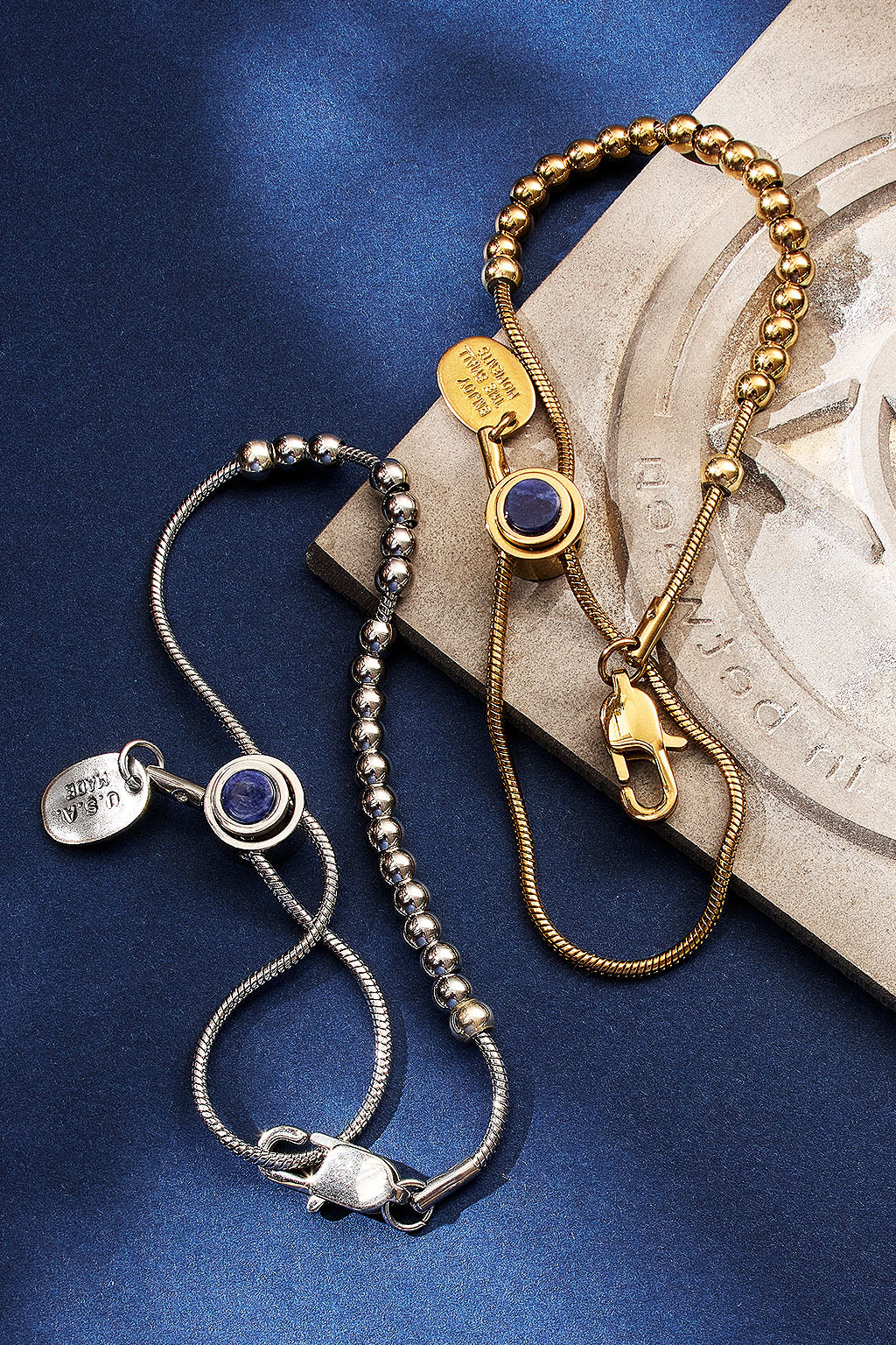 string theory adjustable bracelet with sodalite