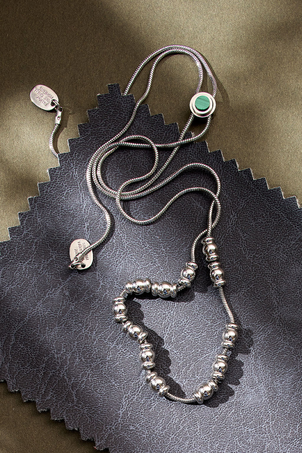 string me along adjustable necklace with malachite